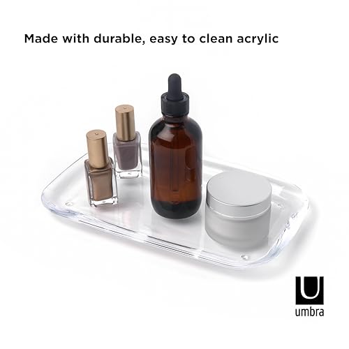 Umbra Droplet Tray Jewelry Display/Holder, Bathroom Accessory/Amenity Holder – Clear Acrylic, Looks Like Glass - size: 9.8" x 5.9" x 0.8"