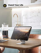 Lamicall Tablet Stand, Tablet Holder for Desk - Multi-Angle Adjustable Tablet Desktop Dock Gifts, Compatible with iPad Pro 11, 12.9, Air, Mini, Fire HD, Galaxy Tab, and Other 4-13" Tablets, Silver - color: Silver