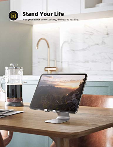 Lamicall Tablet Stand, Tablet Holder for Desk - Multi-Angle Adjustable Tablet Desktop Dock Gifts, Compatible with iPad Pro 11, 12.9, Air, Mini, Fire HD, Galaxy Tab, and Other 4-13" Tablets, Silver - color: Silver