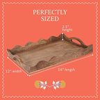 Mela Artisans Ottoman Wooden Serving Tray | Large, Scallop | Decorative Mango Wood | Serve Breakfast, Other Foods, Coffee and Tea | Rustic Home Decor | 16" x 12” x 2.5”