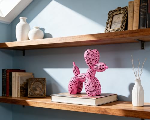 Balloon Dog Statue Decor Polka Dot Dog Cool Stuff to Put on Shelves, Hot Pink Balloon Dog Statue Decoration Fun Paperweight, 5 inch Versatile Color Options - color: Pink