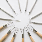 Artzuvs 14Pcs Ceramic Pottery Clay Ribbon Sculpting Tools Kit Wire Texture and Needle Detail Tool with Plastic Box for Carving, Modeling,Sculpture,Trimming