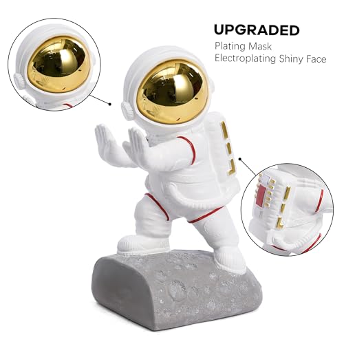 Space Decor Bookends, Resin Astronaut Bookshelf Ends for Kids Rooms Gold Book Ends for Heavy Books Fun Heavy Duty Book End Holder Astronaut Figurine Statue for Office Home Room(D-Gold) - color: Astronaut D-gold