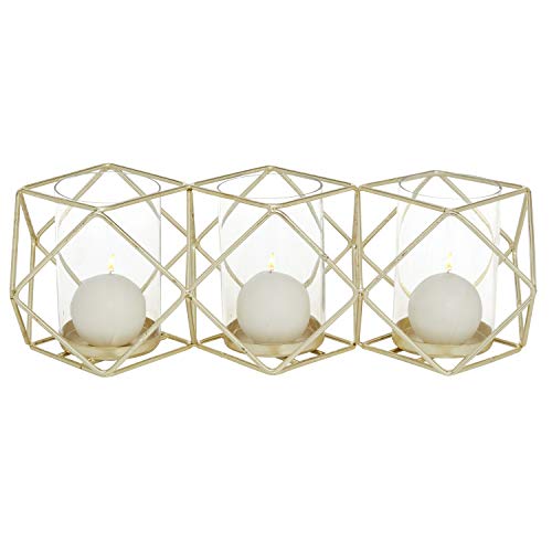 Deco 79 Modern Metal Solid Candle Holder, 15" x 5" x 5", Gold - size: 15"L x 5"W x 5"H