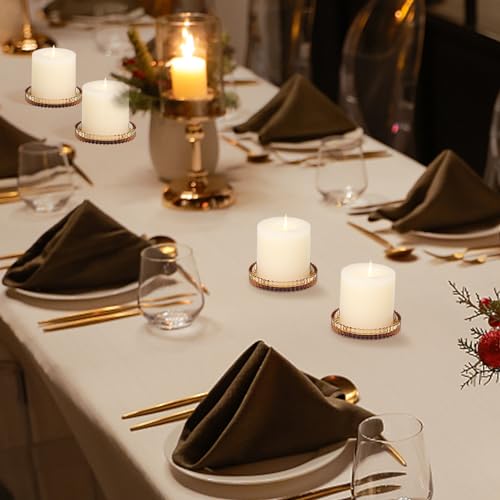 Vixdonos 3.8 Inch Glass Pillar Candle Holder Set Pack 2 Gear Round Plate Serrated Candle Stand for Table Centerpieces,Party, Wedding and Home Decor - color: Amber