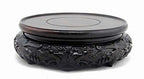 GOLDY&WENDY Oriental Luxury Round Bat Pattern Elm Solid Wood Vase Display Stands Pedestal Base 4.7 in Diameter - size: 4.7X4.7X1.6 in