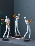 HAUCOZE Golf Figurine Statue Golfer Sculpture White Modern Home Decor Sports Office Gift Polyresin 9.6 Inch