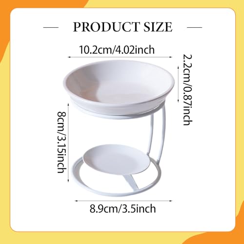 Qianly Ceramic Essential Oil Burner with Metal Frame, Ideal for Bedroom, Living Room Or Office, White - color: White