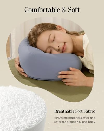 SAIJI Tablet Pillow Stand for Bed, Stable iPad Holder with Food-Grade Snack Bowl, Adjustable Kindle Pillow Stand for Reading, Suit for 4.7-15.6" Kindle,iPad,iPhone,Tablet,Blue - color: Blue
