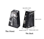 AMOYSTONE 1Pair Heavy Duty Bookend Crystal Quartz Bookends 6-8 LBS Natural Orthoceras Fossil Bookshelf Trapezoid Height 6.2" - color: Black & White B, size: 6-8 Lbs