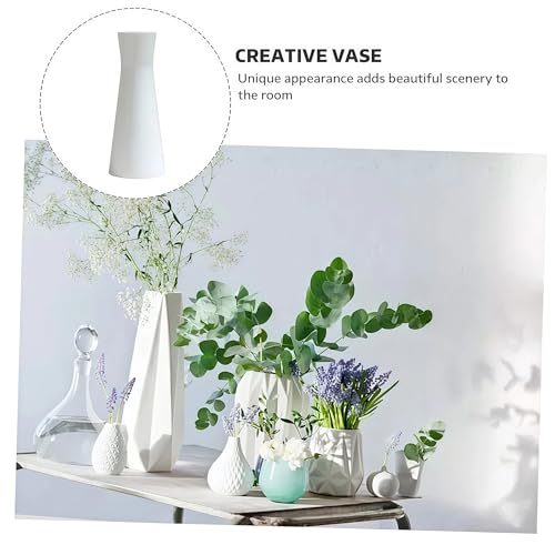 7 inch Modern Minimalist White Ceramic Vase Small Table Single Stem Vase for Home and Office Desk Decor Centerpiece