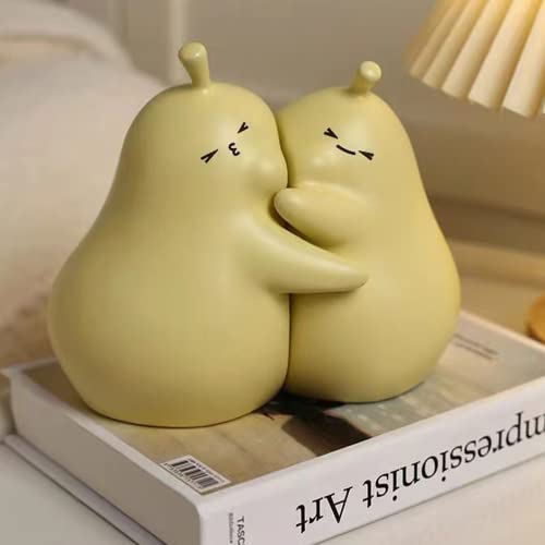 Linxia Pear Bookends Cheese Yellow Ceramic Creative Bookends for Shelves Book Holder Stopper for Books/Movies/CDs/Video Games (1 Pairs) Hug Style - color: Goose Yellow, size: Hug style