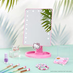 Get Trend Hello Kitty Sanrio Vanity Mirror for Girls Teens Women with Compact LED Table Mirror Touch Screen Lighting Trinket Tray Girls Make Up Accessories