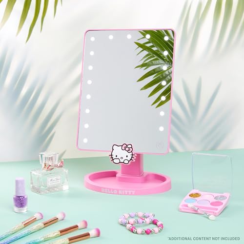 Get Trend Hello Kitty Sanrio Vanity Mirror for Girls Teens Women with Compact LED Table Mirror Touch Screen Lighting Trinket Tray Girls Make Up Accessories