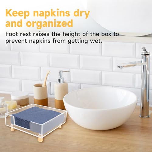 Acrylic Napkin Holder with Feet, LUVCOSY Acrylic Cocktail Napkin Holder, Clear Napkin Tray, Unique Gold Feet Design, Napkin Dispenser for Table, Bar, Kitchen, Dining Room, 7x7 Inches - Square - color: Gold, size: Square