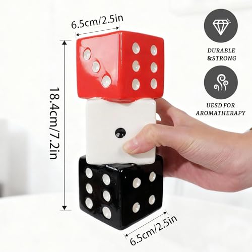 Tnstbiee Triple Dice Vase - Unique Ceramic Small Vase with Wide Mouth | Modern Decorative Flower Vase for Living Room | Perfect for Fresh,Pampas Grass,Roses & Utensils | Ideal Gift for Art Enthusiasts - color: Red, White and Black Dice Vase