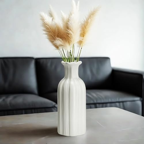 White Ceramic Vase 7 inch Small Vase Can be Used as Bedroom Study Living Room Dining Table Home Decoration Suitable for Wedding Flower Arrangement Design Bohemian Style (HPBY-02) - color: Hpby-02