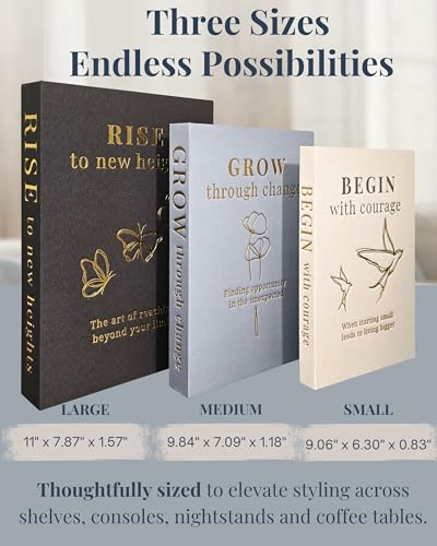 Decorative Books for Home Decor | Elevate your Bookshelf Decor with Coffee Table Books (Fake Books Set of 3) | Faux Books for Decoration | Hollow Book Box with Hidden Storage | Decorative Storage Box