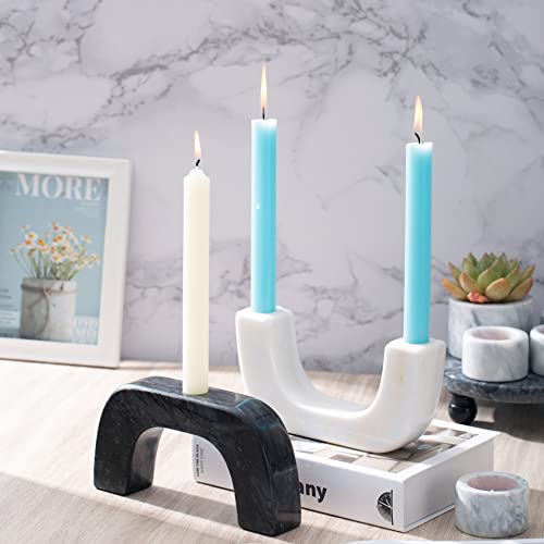Natural Marble Candle Holder, U-Type Candlestick Holders for Taper Candles, Modern Candle Holder, Candle Sticks Holder Marble Home Decor (Natural Black)