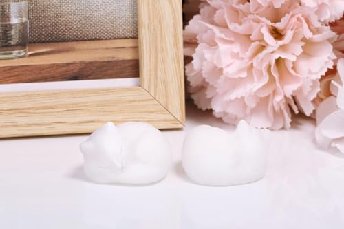 LAIDANLA White Jade Cat Healing Crystals Figurine Sleeping Cat Hand Carved Cute Statue Polished Stone Sculpture Reiki Office Room Bedroom Desk Home Decoration Gifts 1.6" - color: N-white Jade