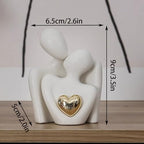 Mini Hugging Couple Statue Ceramic Lover Figurine Home Decor is a Romantic Gift for Her on Wedding Anniversary and Valentines, TV Stand Decoration Knick Knacks for Shelves (White) - size: S-3.5in