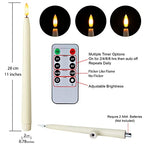 Homemory 11 inches Waxy Flameless Taper Candles with Remote Timer Dimmer, 6 Pcs Battery Operated Taper Candles with Flickering Flame, Ivory LED Candlesticks for Wedding, Christmas Indoor Decoration - style: Traditional - Ivory 11"