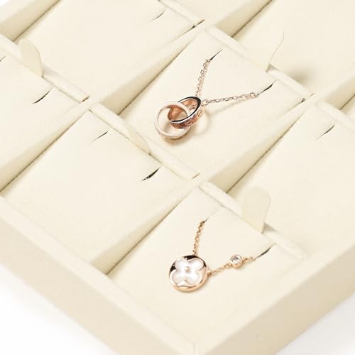 Oirlv Microfiber 9 Slots Jewelry Pendant Display Tray Jewelry Necklace Organizer Display Tray(Beige) - color: 9 Necklaces P13412