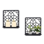 OYEFLY Metal Wall Candle Holder,Black Farmhouse Rustic Wall Art Decor (Style 1, Medium) - size: Medium