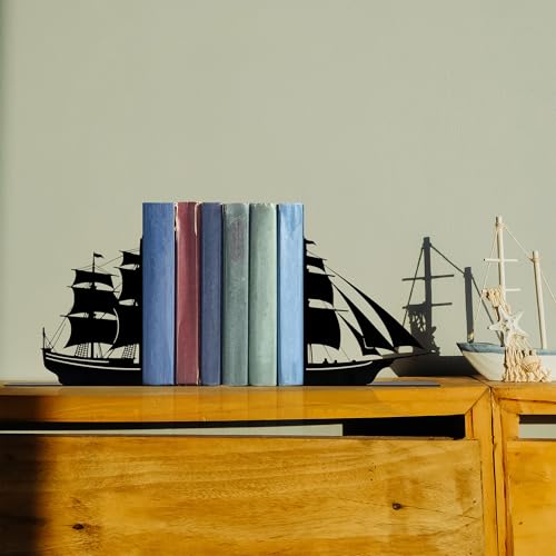 Decorative Bookends, Nautical Theme, Pirate Ship and Sailboat Design, Boys Room and Nursery Decor