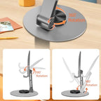 Universal Metal Cell Phone Stand, Multi-Angel Adjustable 360° Rotation Non-Slip Metal Phone Stand Compatible with iPhone 17 16 Pro Max and All Smartphones (Grey&Grey) - color: Grey&Grey