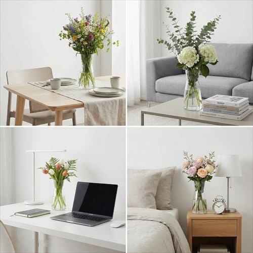 Amber Glass Vase 8 Inch, Round Borosilicate Clear Glass Flower Vase, Modern Boho Style Centerpiece Vase for Home Kitchen Wedding, Housewarming - color: Amber