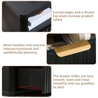 LEYAOYAO 31" Wide Fluted Nightstand with Charging Station, Oversized Extra Large 2 Drawers Night Stand,Black Wood Bedside Table,Tall Bed Side End Tables,Modern Chest of Drawers Dressers for Bedroom - color: Black, size: 2 Drawers