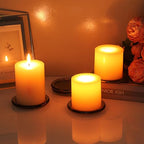 OwnMy 5PCS Glass Pillar Candle Holders Set - 3 Inch Glass Pillar Candle Plates, Round Candle Stand Base Clear Candle Plates and Trays for Wedding Dining Table Centerpieces, Grey