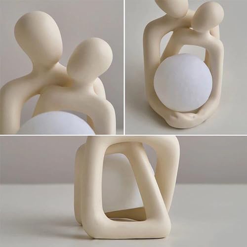 Romantic Couple Figurines, Modern Romantic Love Statue Figurine Hugging Couple Decoration Mini Couple Statue Abstract Sculpture Knick Knacks Home Decor (Excluding Lamps) Milky