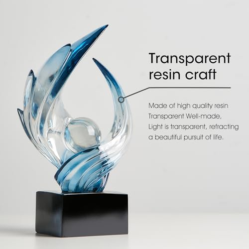 Modern Abstract Resin Sculpture, 11" H x 5.1" W Transparent Navy Blue Art Statue for Home Decor, Office Desk Living Room Bookshelf TV Stand Centerpiece Decorations, Unique Gift Idea - color: A-transparent Navy Blue