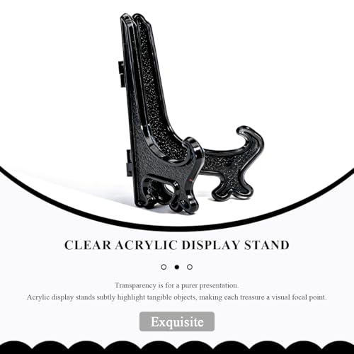 4 Inch Black Display Stand 2pcs Matte Acrylic Plate Holders for Books Picture Frames Tabletop Decor Wedding Place Cards Home Kitchen Dark Easel - color: Black, size: 4inch