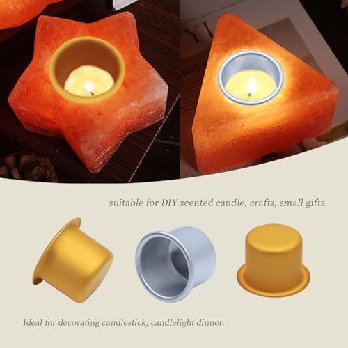 Coshar 30Pcs Candle Holders 3/4" Candlestick Holders Cups Candle Drip Protectors Empty Case for 3/4" Dia. Candle Making, 27x18mm, Copper Gold Color - size: 27x18mm(Gold)