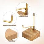 Rock Display Stand with Wooden Base, Adjustable Metal Arms Display Stands Crystal Display Stand Small Rock Collection Display Mineral Display Easel for Crystal Gemstones Geodes Fossils (Wooden Color) - color: Wooden Color