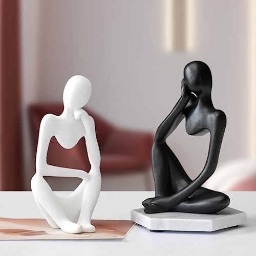 Thinker Statues and Sculptures,Sandstone Resin Thinker Statue Ornaments, Abstract Style Sculptures, Housewarming Gifts, Home Decorations, Living Room Desk Decor (White) - color: White
