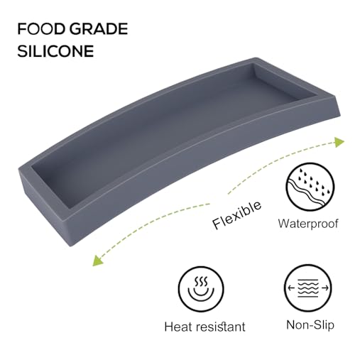Small Silicone Bathroom Vanity Tray Rectangle Soap and Sponge Holder Kitchen Sink Organizer for Scrubber, Lotion Bottles, Perfume, Jewelry, Candle, Key Trinket Ring, Grey - color: Gray, size: 7.9" x 4.0"