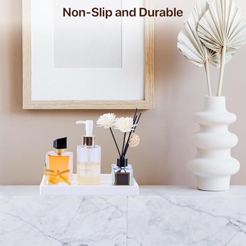 Bathroom Vanity Tray, 8 x 4 inch Silicone Dresser Jewelry Ring Dish Tank Storage Kitchen Sink Countertop Tray Holder for Perfume Soap Towel Bathroom Trays, Mini, White - color: White, size: 7.9" x 3.9" x 0.7"