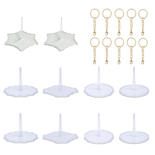 20Pcs Crochet Doll Stands Sets with 10 Crochet Keychains & 5 Styles of Emotional Support Crochet Base for Emotional Support Pickle,Amigurumi,Mini Positive Crochet Animal and small Crochet Dolls - color: 20Pcs Sets
