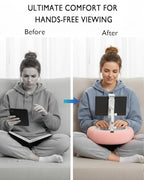 Tablet Pillow Stand, Compatible with 5"-12.9" Kindle, iPad, Phone/Tablet, Google, Samsung, 360° Rotating Phone Holder for Bed, Soft Plush Fabric, Detachable Bowl, Reading and Relaxation on Bed, Pink - color: Pink