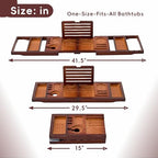 Premium Foldable Bamboo Bathtub Tray Caddy, Expandable Bath Caddy Tray with Holder, Brown Bath Shelf Over Tub, Spa Bathroom Accessories & Gifts for Home - color: Brown