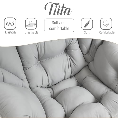 Tiita Lazy Chair with Ottoman, Light Grey Modern Large Accent Chair, Comfy Leisure Sofa Armchair with Ottoman, Reading Chair with Footrest for Bedroom, Living Room, Dorm Rooms, Peach Light Grey - color: Peach Skin Light Grey