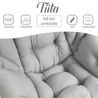 Tiita Lazy Chair with Ottoman, Light Grey Modern Large Accent Chair, Comfy Leisure Sofa Armchair with Ottoman, Reading Chair with Footrest for Bedroom, Living Room, Dorm Rooms, Peach Light Grey - color: Peach Skin Light Grey