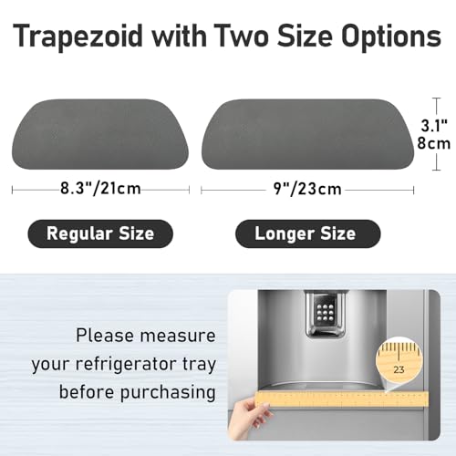 LOPNUR Refrigerator Drip Tray Catcher 2 Pack - 9"x3.1" Cuttable Refrigerator Mats Hide Stains, Fridge Ice Water Dispenser Absorbent Mat for Samsung Whirlpool GE, Fridge Drip Pad (Trapezoid, Grey) - color: Grey, size: Trapezoid - 9"x3.1"