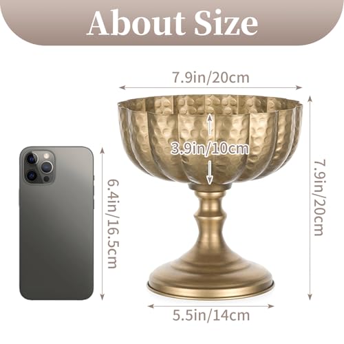 Sziqiqi Gold Urn Vase for Wedding: 7.9in Large Compote Vases Centrepieces with Crystal Beads for Table Decorations - Set of 10 Metal Urn Vases for Flower Arrangement Bowl Vase for Party Anniversary