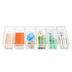 6 Set Clear Plastic Junk Drawer Organizer Vanity Curlery Utensil Makeups Organizer for Kitchen 9''X 3'' - size: 6 Pack 9"x3" Clear Plastic