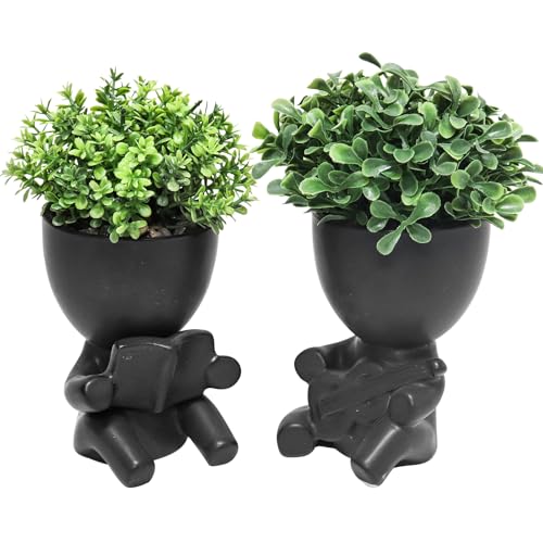 Zerzsy Desk Decorations for Women Office Small Office Desk Decor - Decorative Plants - Bathroom Shelf Decor Accent Women Cute Cubicle Accessories - Set of 2 - color: Black